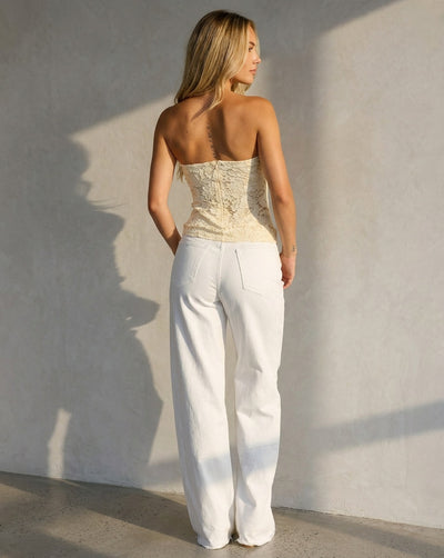 Gele Kanten Bandeau Top met Stretch