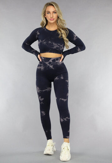 2-Delige Donkerblauwe Sportset met Print