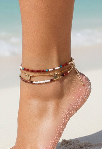 3-Delige Enkelbandjes Set met Multicolor Rocailles Kraaltjes
