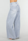 Lichtblauwe Extra Wide Leg Jeans met High Waist en Stretch