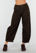 Bruine Barrel Jeans met Subtiele Animalprint en Omgeslagen Zoom