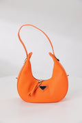 Ronde Oranje Lederlook Tas