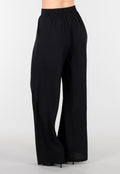 Petite High Waist Zwarte Linnen Look Broek met Tailleband