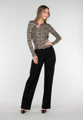 Luipaardprint Top met Lange Mouwen en Ringdetail
