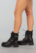 Zwarte Lederlook Biker Boots met Tasje
