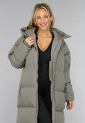 Grijze Lange Puffer Winterjas