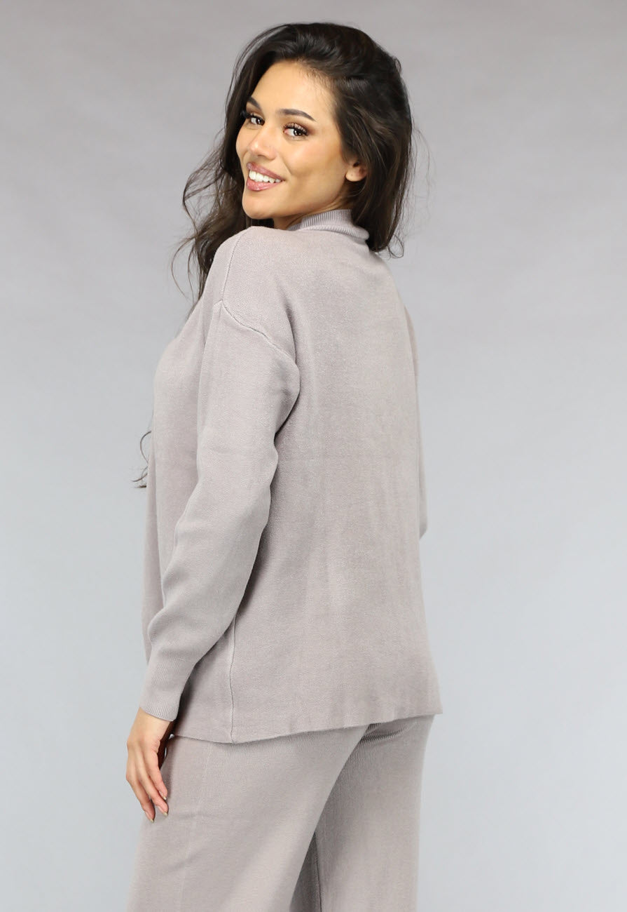 Zachte Taupe Lounge Set met Overslag