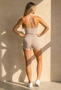 Beige Sport Set met Top met Pads en Sportshort