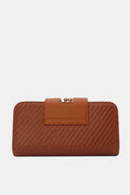 Cognackleurige Gevlochten Clutch met Gouden Schouderketting