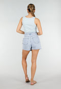 Lichtblauwe Rib Tank Top met Glitters en Aansluitende Pasvorm