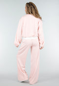 Lichtroze Wide Leg Joggingbroek met Elastische Taille en Stretch