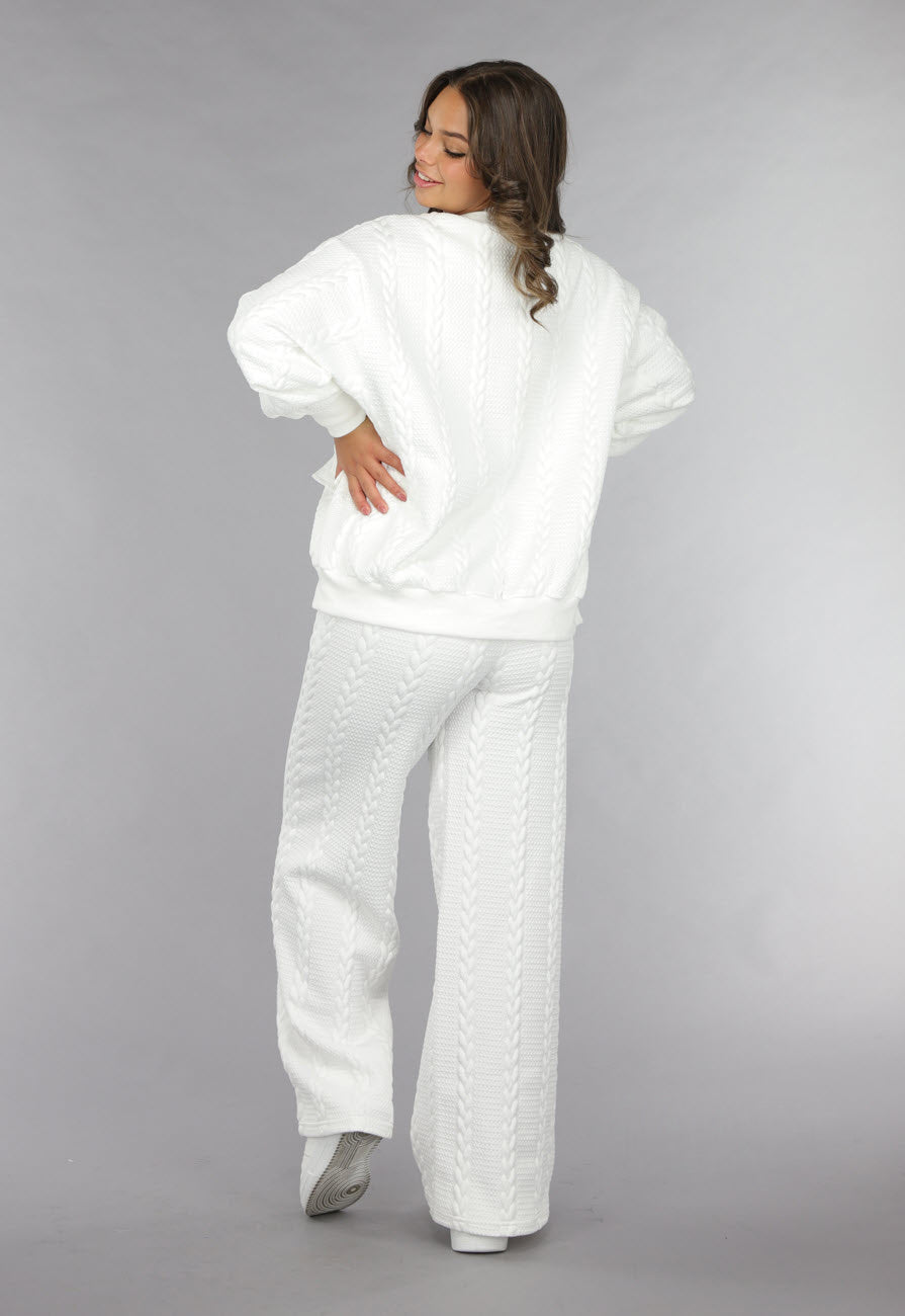 Witte Two Piece met Kabelpatroon