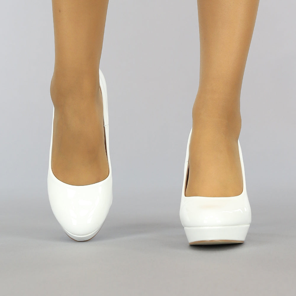 Witte Lak Pumps met Plateau