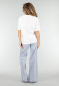 Wit Kanten T-shirt met Korte Mouwen en Ronde Hals
