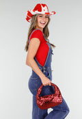 Rode Cowboyhoed met Koeienprint van Faux Fur