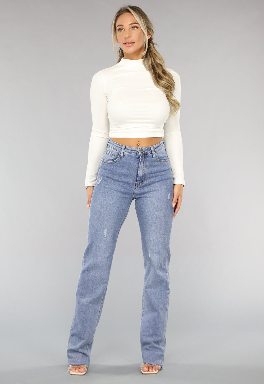 Redial Jeans  Tall Lichtblauwe High Waist Stretch Jeans met Rechte Pijpen
