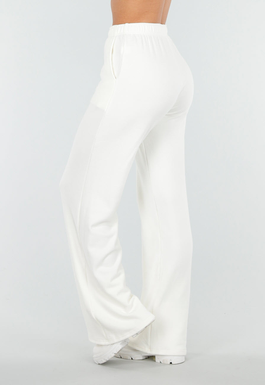 Witte Zachte Stretch Broek met Rechte Pijpen
