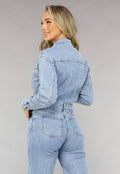 Redial Jeans  Blauwe Longsleeve Straight Leg Spijker Jumpsuit