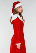 Rode Kerst Maxi Jurk met Riem en Kerstmuts