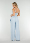 Lichtblauwe Stretch Top met Cut-Out, Pads en Smalle Bandjes