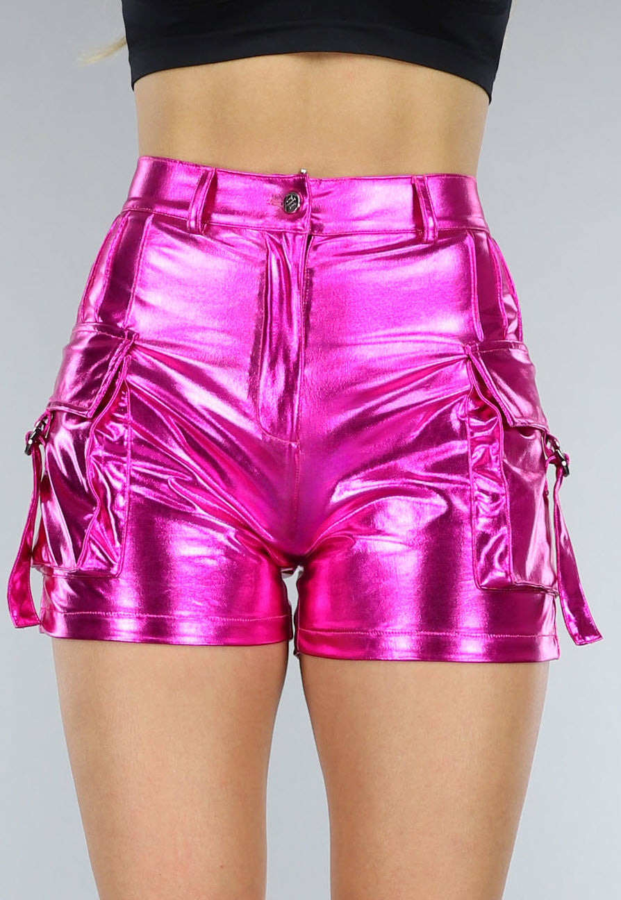 Hard Roze Metallic Cargo Short