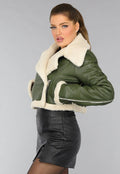 Donkergroene Cropped Lammy Coat