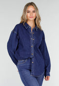 Redial Jeans  Donkerblauw Denim Overhemd met Oversized Pasvorm en Knoopsluiting