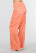 Oranje Denim Wide Leg Jeans met Hoge Taille en Stretch