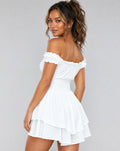 Witte Layered Polkadot Off Shoulder Playsuit