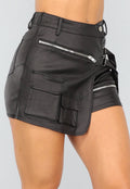 Zwarte Stretchy Overslag Cargo Skort