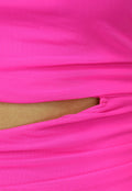 Fuchsia One Sleeve Bodycon Jurk met Cutouts