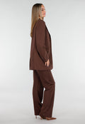 Bruine Oversized Stretch Blazer met Schoudervullingen