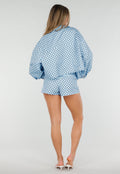 Lichtblauwe Tweedelige Polkadot Set met Jack en Short