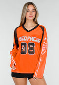 Oranje Mesh Jersey Top met Lange Mouwen