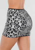 Grijze Panterprint Rok met Pailletten en Stretch