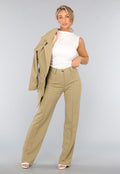Khaki High Waist Stretch Pantalon