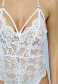 Witte Kanten Bodysuit met Borst Straps