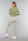 Khaki Trainingsjack met Duimgaten