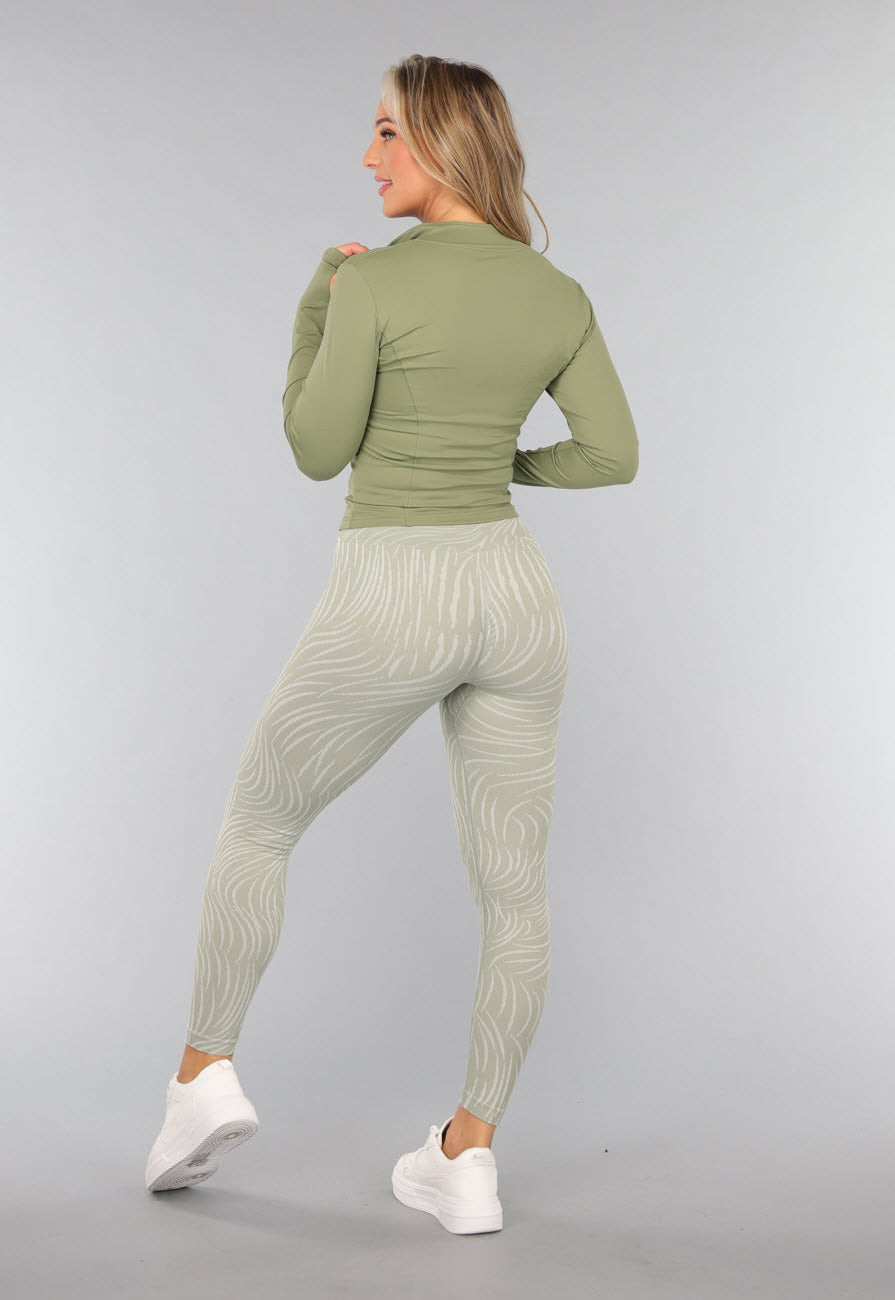 Khaki Trainingsjack met Duimgaten