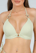 Chic Lichtgroene Bikinitop met Stijlvolle Ringen