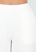 Witte Zachte Stretch Broek met Rechte Pijpen