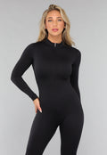 Zwarte Aansluitende Jumpsuit met Ritssluiting