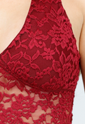 Bordeaux Kanten Haltertop met Open Rug en Stretch