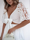 Witte Boho Set met Lagen en Polkadot