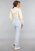 Kort Aansluitend Beige Vest met Rits