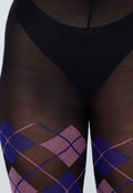 Blauw Roze Panty met Argyle Print