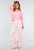 Lichtroze Wide Leg Pantalon met Plooien