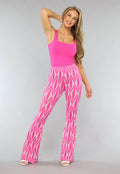 Stretch Top met Brede Schouderbanden in Fuchsia