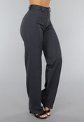 Antraciet Elastische Pantalon met Rechte Pijpen