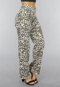 Straight Leg High Waist Panterprint Jeans
